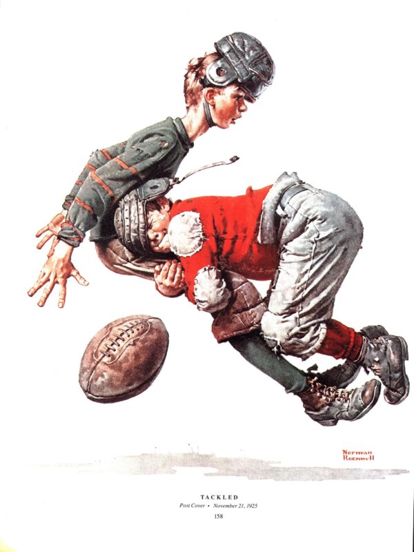 Norman Rockwell "Tackled" & "The Buggy Ride" Oversized 2-sided vintage art book page - Image 4