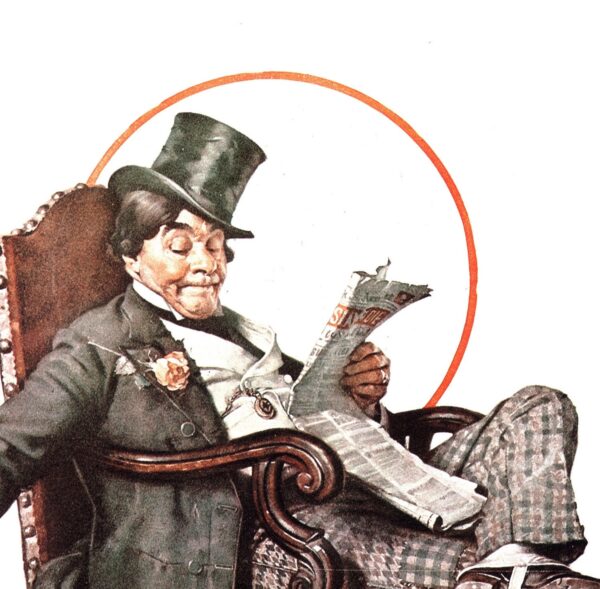 Norman Rockwell "Asleep on the Job" & "Cigar Butt" Oversized 2-sided vintage art book page - Image 4
