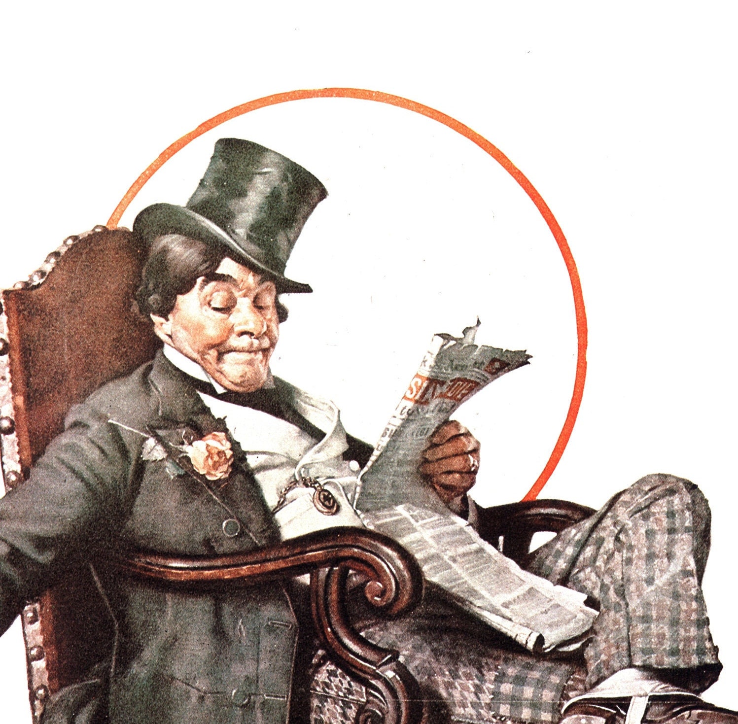 Norman Rockwell "Asleep on the Job" & "Cigar Butt" Oversized 2-sided vintage art book page - Image 4