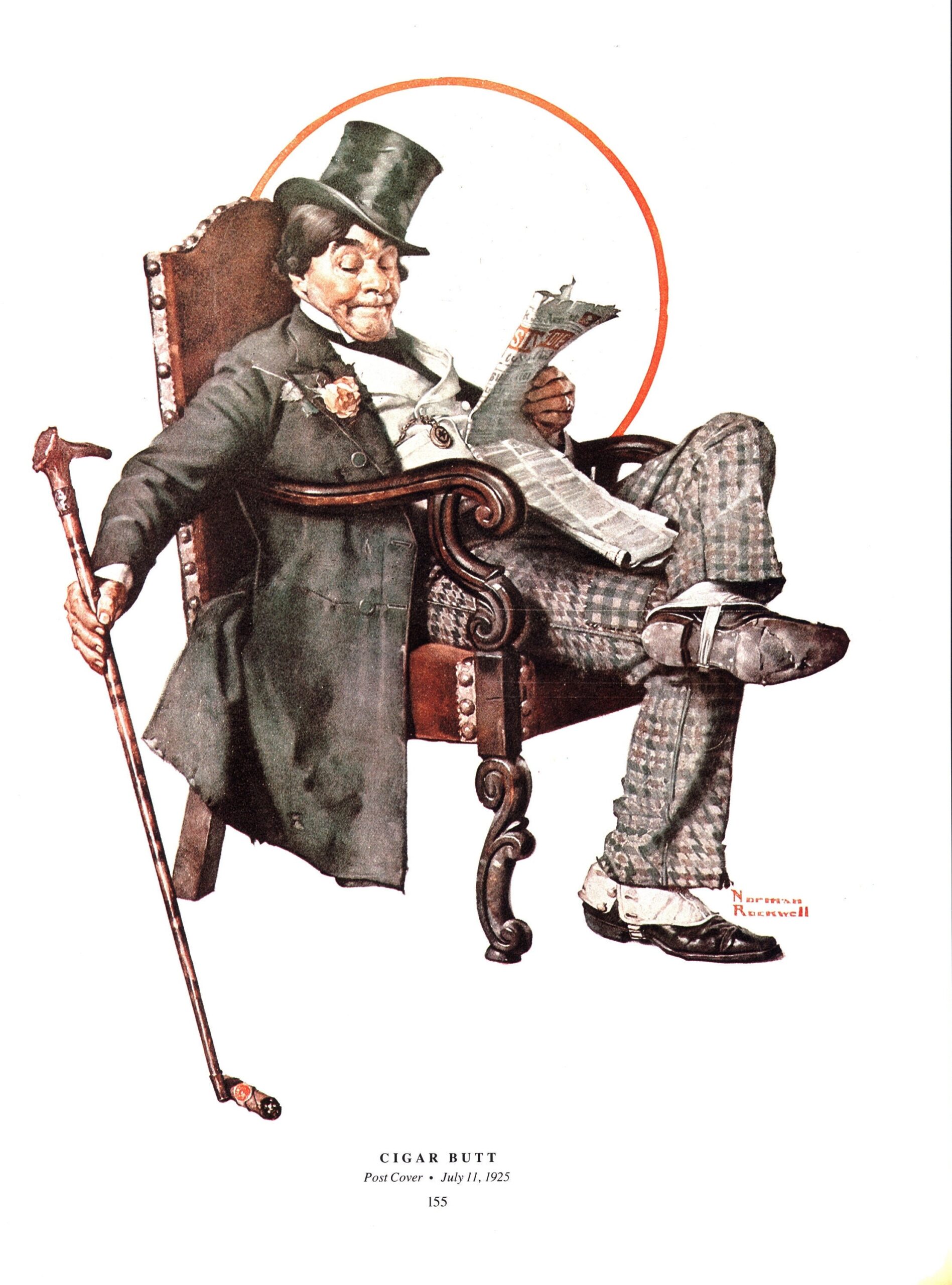 Norman Rockwell "Asleep on the Job" & "Cigar Butt" Oversized 2-sided vintage art book page - Image 5