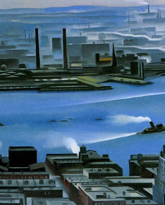 Georgia O’Keeffe print 1928 “East River from the 30th Story of the Shelton Hotel” Original over-size vintage art book page