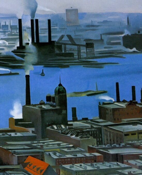 Georgia O’Keeffe print 1928 “East River from the 30th Story of the Shelton Hotel” Original over-size vintage art book page