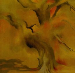 Georgia O'Keeffe print 1954 "Memory - Late Autumn" Original over-size vintage art book page