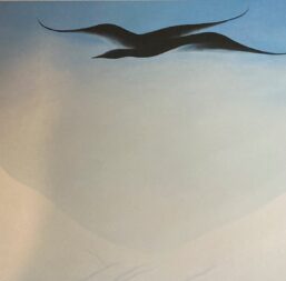 Georgia O'Keeffe print 1946 "A Black Bird with Snow-Covered Red Hills" Original over-size vintage art book page