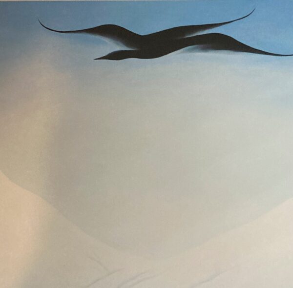 Georgia O'Keeffe print 1946 "A Black Bird with Snow-Covered Red Hills" Original over-size vintage art book page