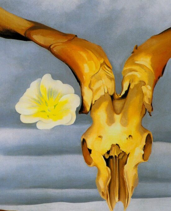 Georgia O’Keeffe print 1935 “Ram’s Head – White Hollyhock – Little Hills, New Mexico” Original over-size vintage art book page