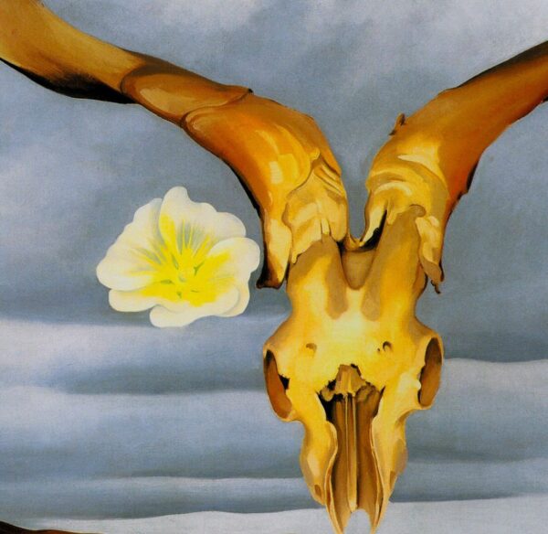Georgia O'Keeffe print 1935 "Ram's Head - White Hollyhock - Little Hills, New Mexico" Original over-size vintage art book page