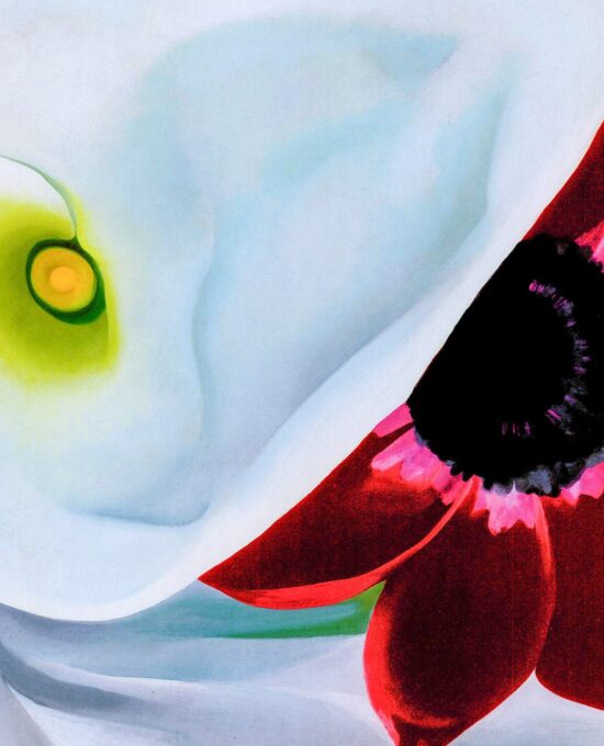 Georgia O’Keeffe print 1928 “Calla Lilies with Red Anemone right panel” Original over-size vintage art book page