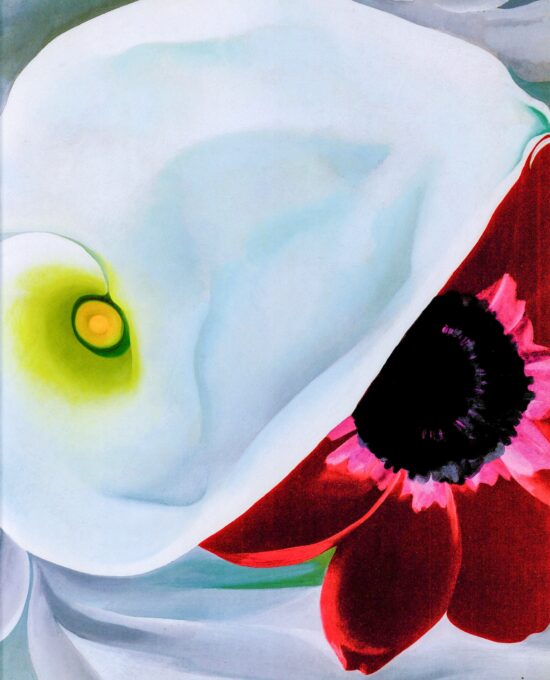 Georgia O’Keeffe print 1928 “Calla Lilies with Red Anemone right panel” Original over-size vintage art book page