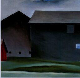 Georgia O'Keeffe print 1926 "Lake George Barns" Original over-size vintage art book page