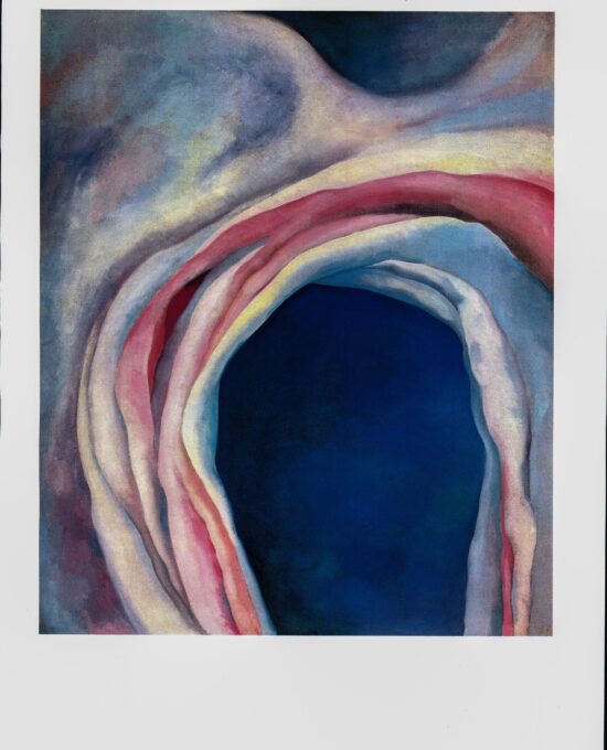 Georgia O’Keeffe print 1917 “Music – Pink and Blue I”  10 1/4″ x 14″ vintage book page