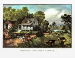 Currier & Ives "American Homestead Summer" [1868]  15 x 11.5" vintage book page lt;Ready to framegt;