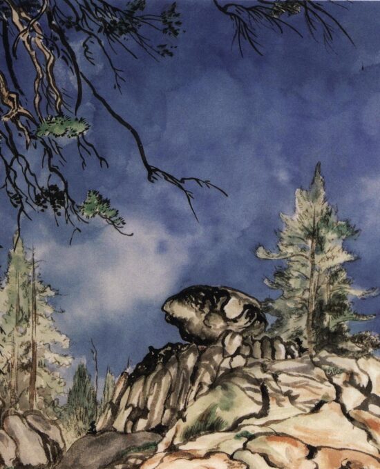 High Sierra “White Wolf Meadows” & “Untitled (granite rocks)” Chiura Obata 1927 Vintage art book page