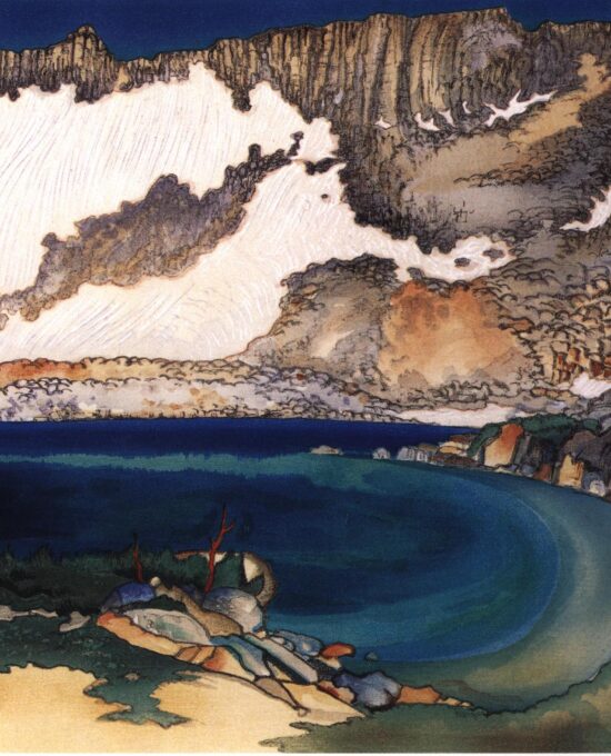 Yosemite Valley “Lake Basin in the High Sierra” Chiura Obata 1930 Vintage art book page