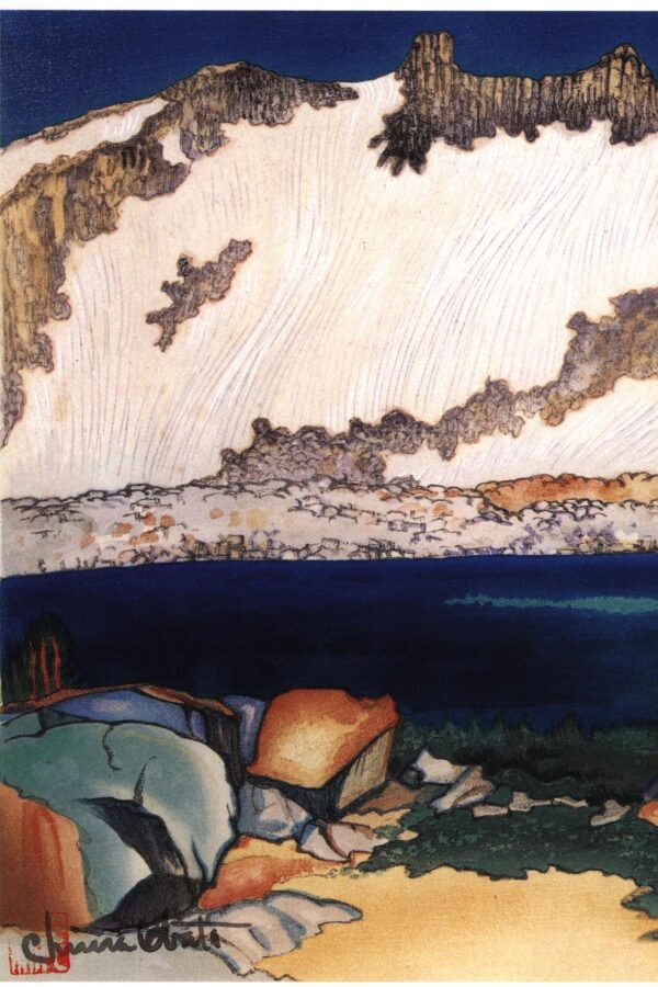 Yosemite Valley "Lake Basin in the High Sierra" Chiura Obata 1930 Vintage art book page - Image 2