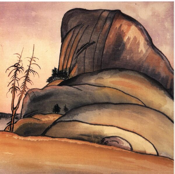 Yosemite Valley "Death's Grave Pass" Chiura Obata 1930 Vintage art book page