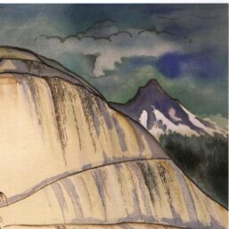 Yosemite Valley "Death's Grave Pass and Teneya Peak" Chiura Obata 1930 Vintage art book page