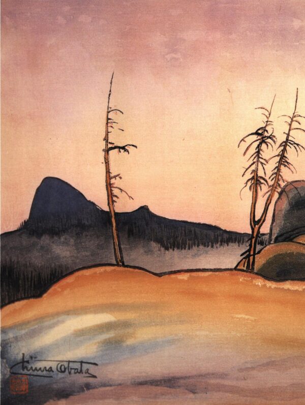 Yosemite Valley "Death's Grave Pass" Chiura Obata 1930 Vintage art book page - Image 2