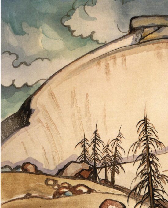 Yosemite Valley “Death’s Grave Pass and Teneya Peak” Chiura Obata 1930 Vintage art book page