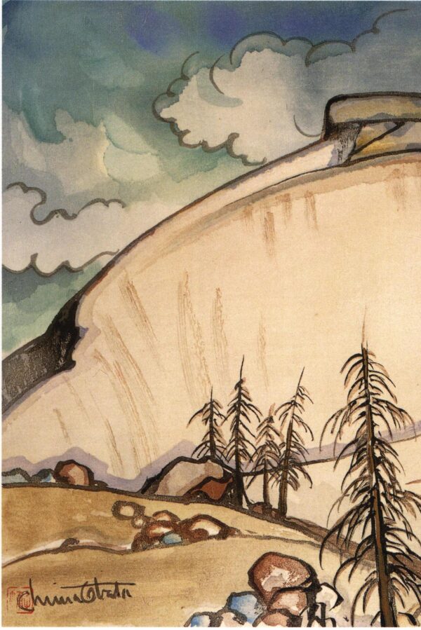 Yosemite Valley "Death's Grave Pass and Teneya Peak" Chiura Obata 1930 Vintage art book page - Image 2