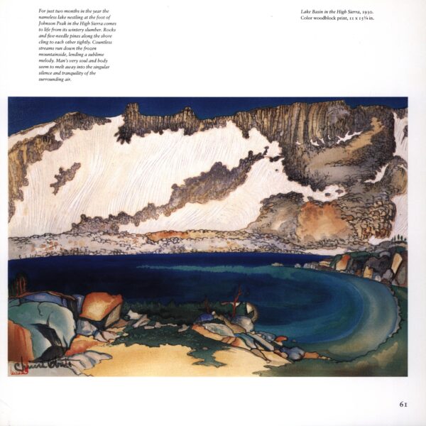 Yosemite Valley "Lake Basin in the High Sierra" Chiura Obata 1930 Vintage art book page - Image 3