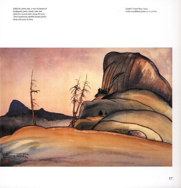 Yosemite Valley "Death's Grave Pass" Chiura Obata 1930 Vintage art book page - Image 3