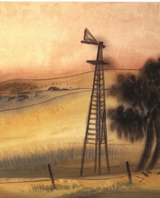 California views “Dawn, Knights Ferry” & “Along Mono Lake” Chiura Obata 1930/27 Vintage art book page