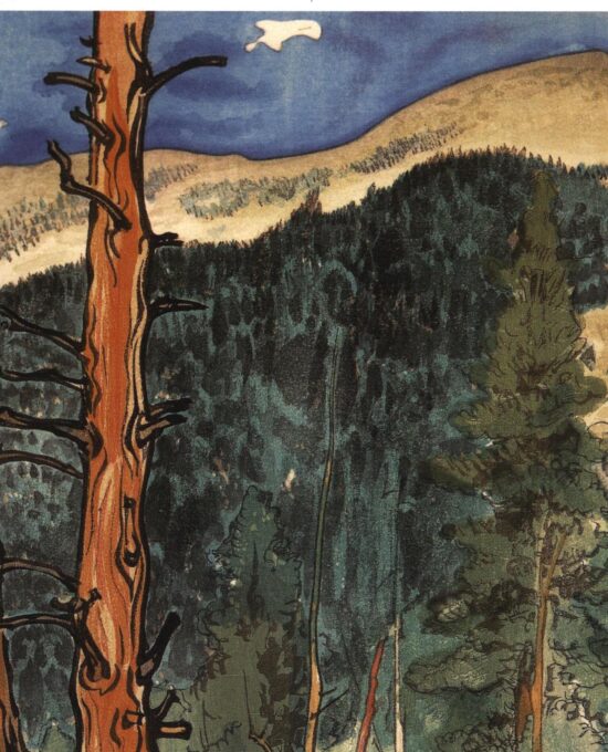 Yosemite Valley “Upper Lyell Fork, near Lyell Glacier” Chiura Obata 1930 Vintage art book page