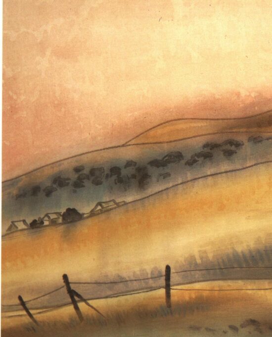 California views “Dawn, Knights Ferry” & “Along Mono Lake” Chiura Obata 1930/27 Vintage art book page