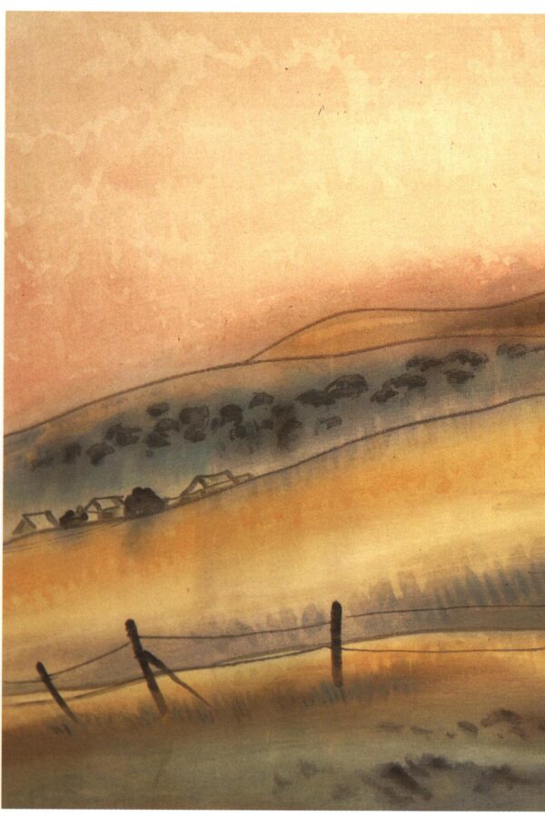 California views "Dawn, Knights Ferry" & "Along Mono Lake" Chiura Obata 1930/27 Vintage art book page - Image 2