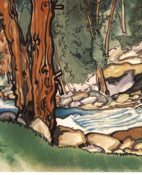 Yosemite Valley “Upper Lyell Fork, near Lyell Glacier” Chiura Obata 1930 Vintage art book page