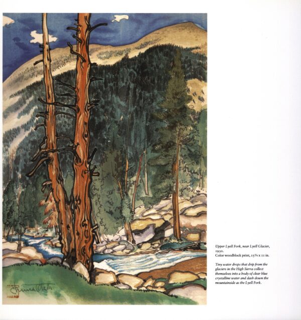 Yosemite Valley "Upper Lyell Fork, near Lyell Glacier" Chiura Obata 1930 Vintage art book page - Image 3