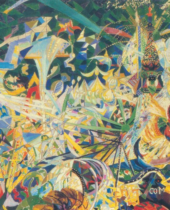 Joseph Stella “Battle of Lights, Coney Island, Mardi Gras” 1913 Vintage art book page