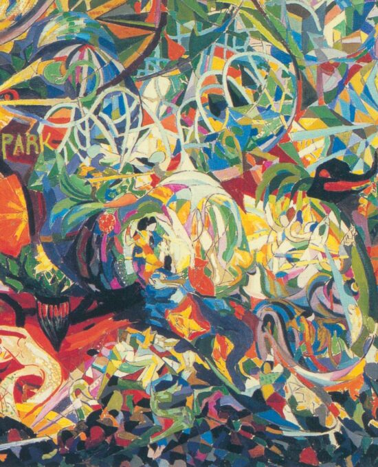 Joseph Stella “Battle of Lights, Coney Island, Mardi Gras” 1913 Vintage art book page