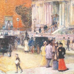 Childe Hassam "The Manhattan Club (Stewart Mansion)" Vintage art book page