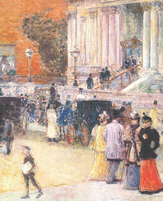 Childe Hassam “The Manhattan Club (Stewart Mansion)” Vintage art book page