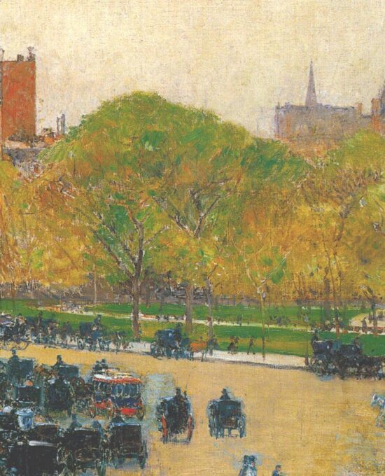 Childe Hassam “Spring Morning in the Heart of the City, New York” Vintage art book page