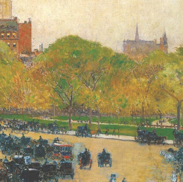 Childe Hassam "Spring Morning in the Heart of the City, New York" Vintage art book page