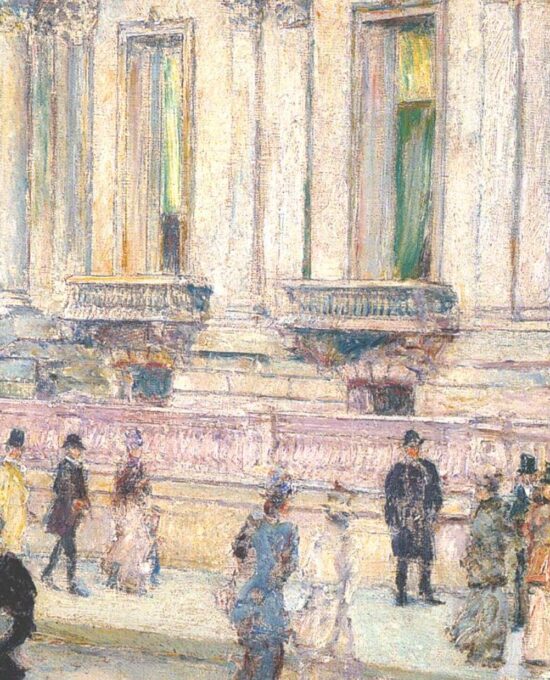 Childe Hassam “The Manhattan Club (Stewart Mansion)” Vintage art book page