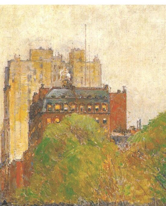 Childe Hassam “Spring Morning in the Heart of the City, New York” Vintage art book page
