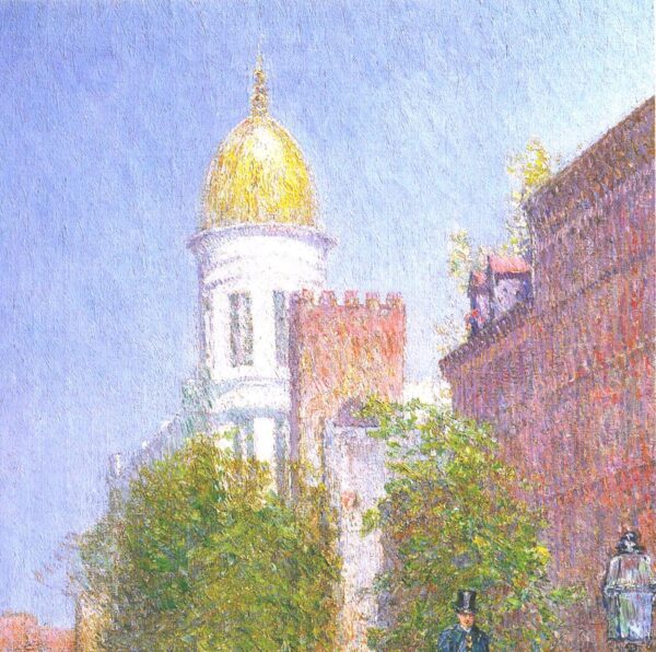Childe Hassam "A Spring Morning" 1891 Vintage art book page - Image 2