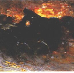 New York scenes "New York Blizzard, 1889" Childe Hassam Vintage art book page for hanging