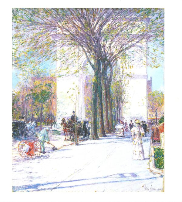 Childe Hassam "Washington Arch, Spring" 1890 Vintage art book page - Image 4
