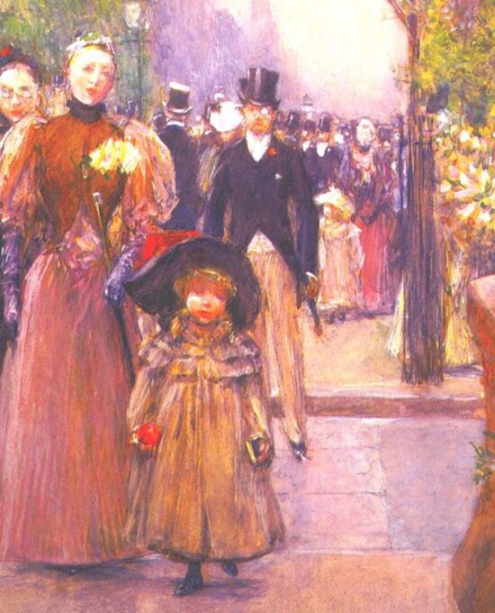 Childe Hassam “Sunday on Fifth Avenue” Vintage art book page