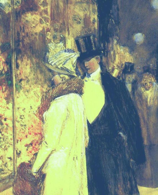 Childe Hassam “New Year’s Nocturne” 1892 Vintage art book page