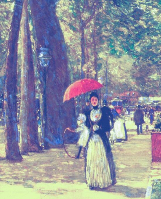 Childe Hassam “Fifth Avenue at Washington Avenue” 1891 Vintage art book page
