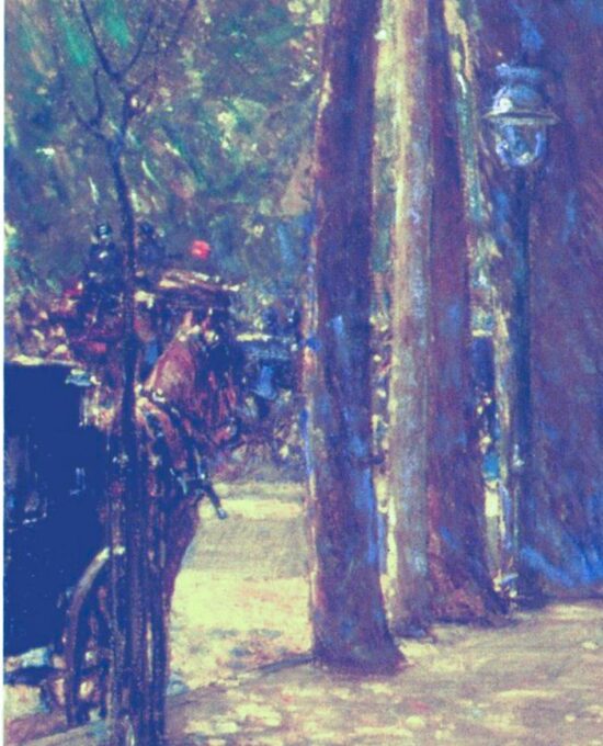 Childe Hassam “Fifth Avenue at Washington Avenue” 1891 Vintage art book page