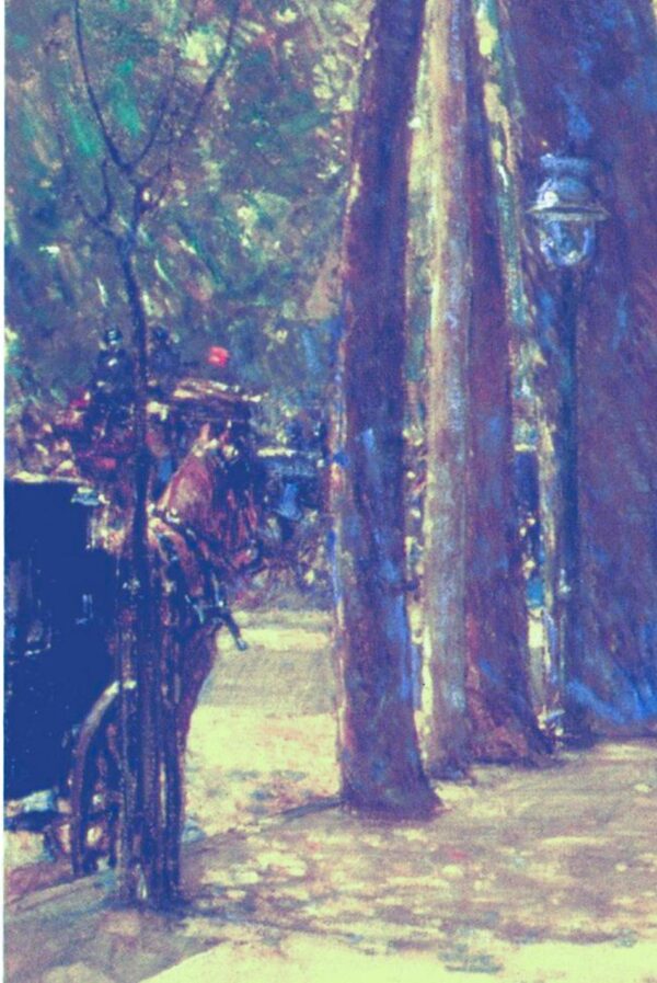 Childe Hassam "Fifth Avenue at Washington Avenue" 1891 Vintage art book page - Image 2