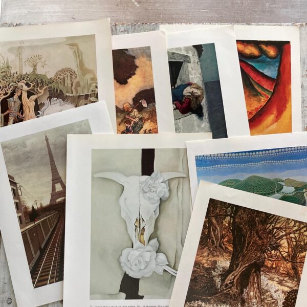 Vintage Art 8 Print Bundle Mixed artist book page prints random Varying sizes