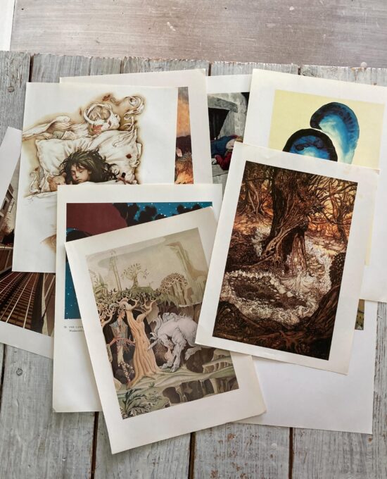 Vintage Art 8 Print Bundle Mixed artist book page prints random Varying sizes